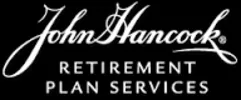 A black and white logo of john hancock retirement plan services.
